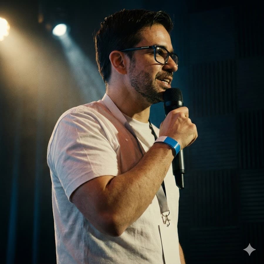 Rodrigo Rahman durante uma palestra